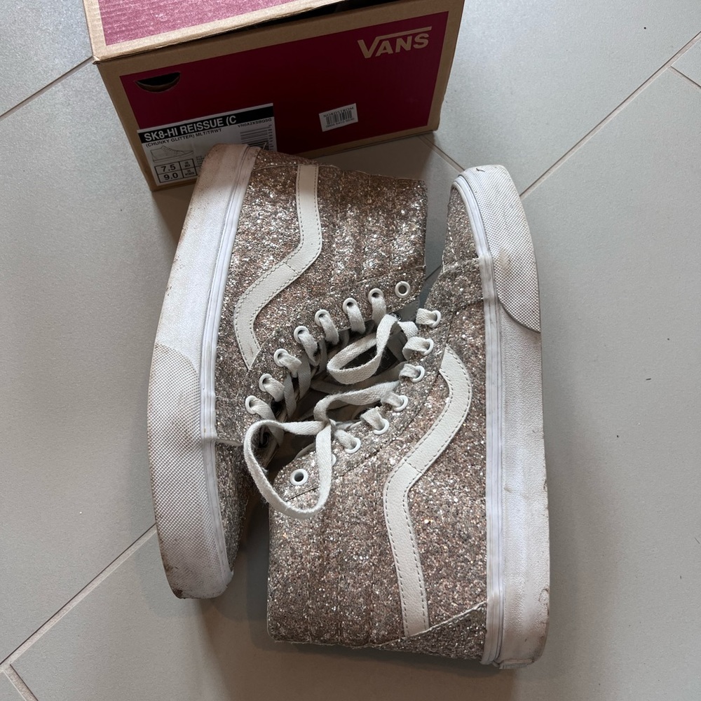Glitter Vans Sk8 Hi Reissue - sz 9 women’s
